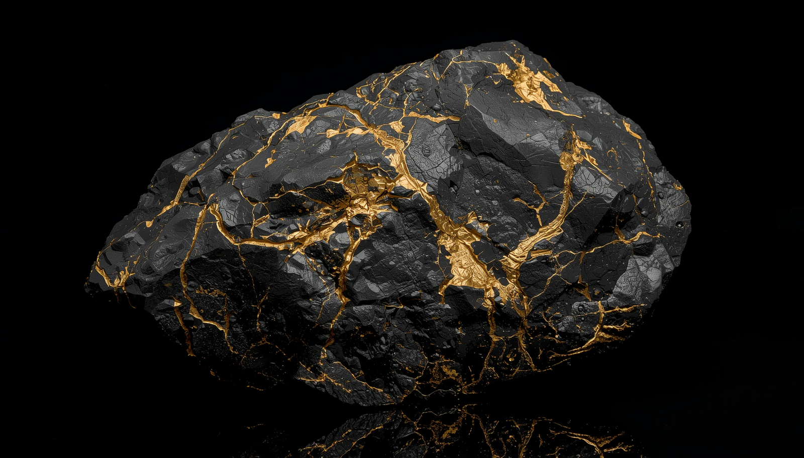 Obsidian with gold veins — the kintsugi philosophy